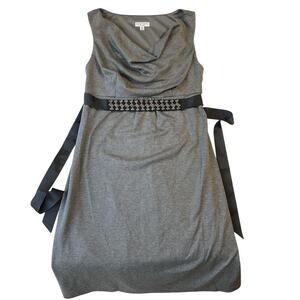 Liz Lange Maternity For Target Women Dress XS Gray Sheath Beaded Sash Sleeveless